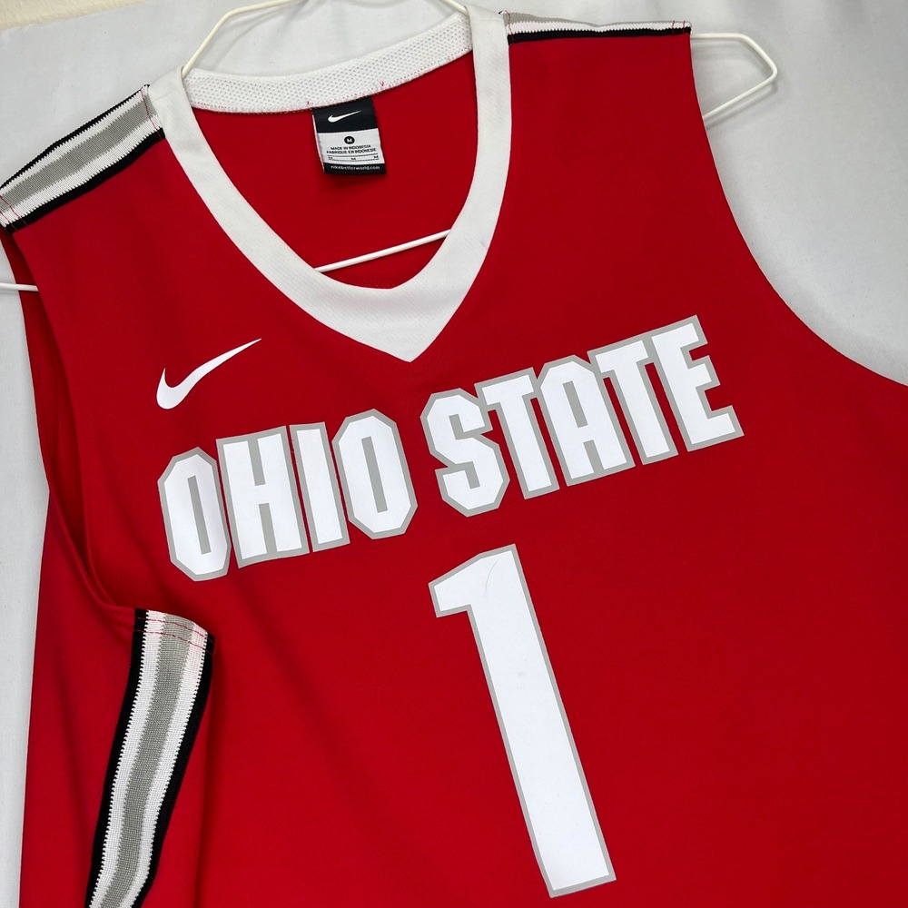 Nike Ohio State Basketball Jersey Elite Team Mens Medium Red Polyester Mesh #1